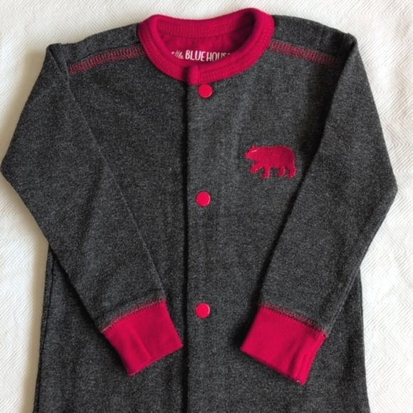 little blue house bear naked footless snap sleeper pajamas 6-12 months baby - Picture 3 of 7